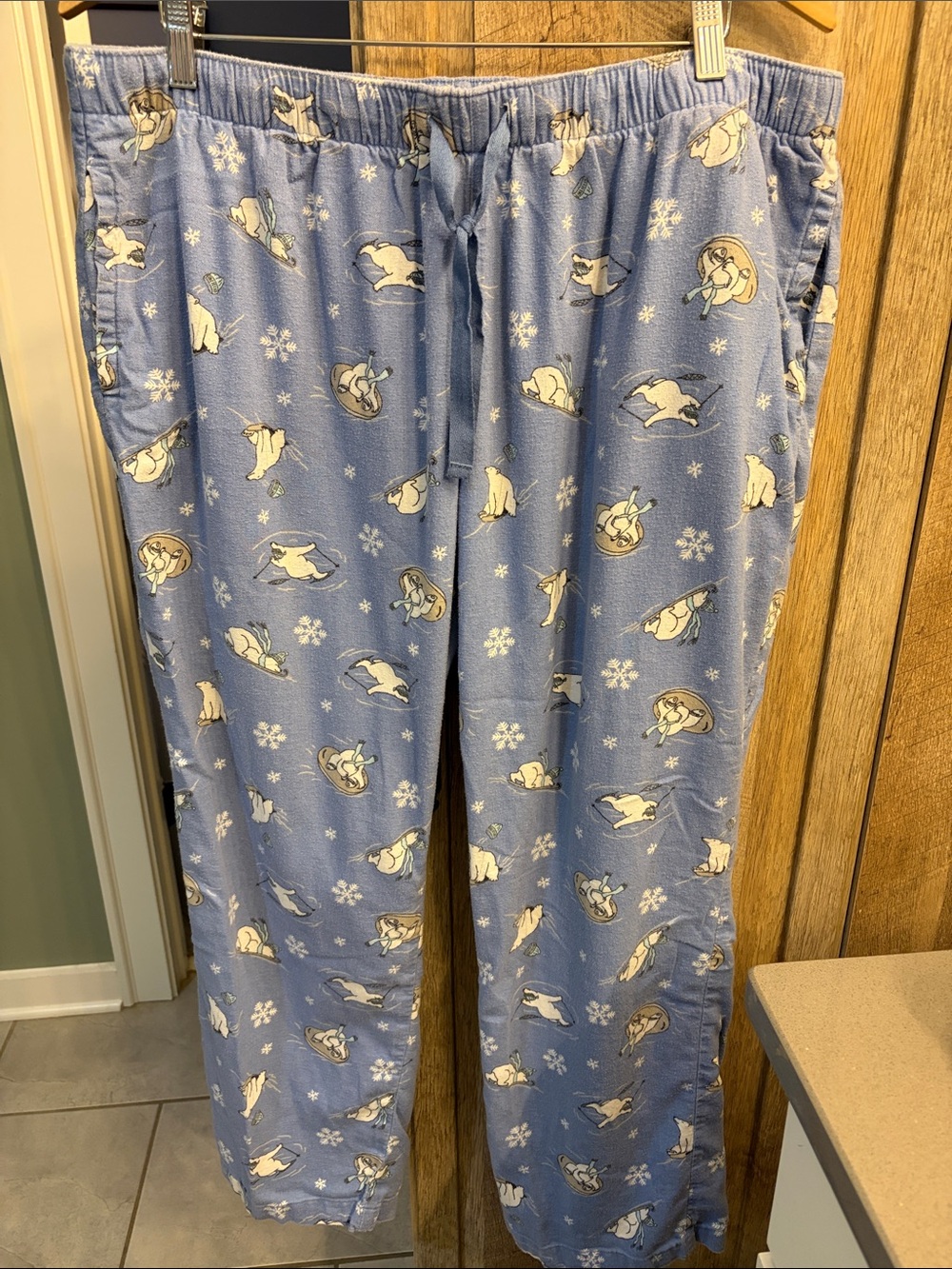 Old Navy XL Light Blue Polar Bear Print Pajama Pants Holiday flannel